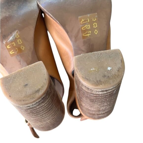 Madewell Tan Leather Peep-Toe Slingback Block Heel Sandals | Size 37 (6.5–7) - Picture 9 of 13